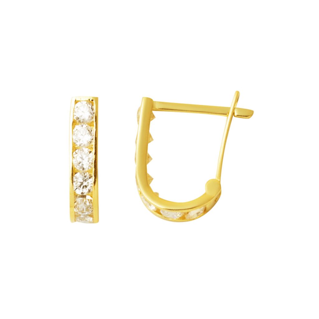 White with Stones Klipsli 14 Karat Gold Children’s Earringsi