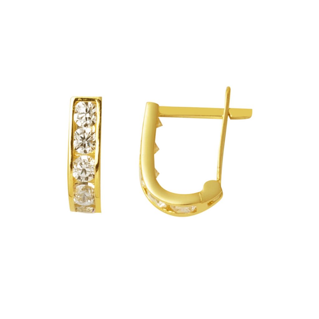 White with Stones 14 Karat Gold Kız Bebek Earringsi