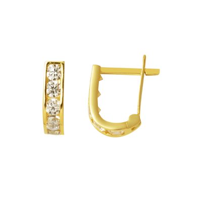 Beyaz with Stones 14K Gold Kız Bebek Earringsi