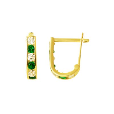 14K Green with Stones Gold J Çocuk Earringsi