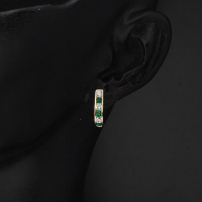 14K Green with Stones Gold J Çocuk Earringsi - 14K - 1.08g - EZ Gold