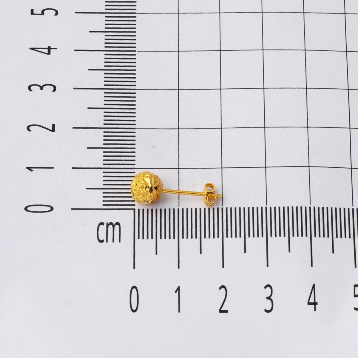 22 Ayar Yıldız Kumlu Top Altın Küpe 7 mm. - Görsel 5