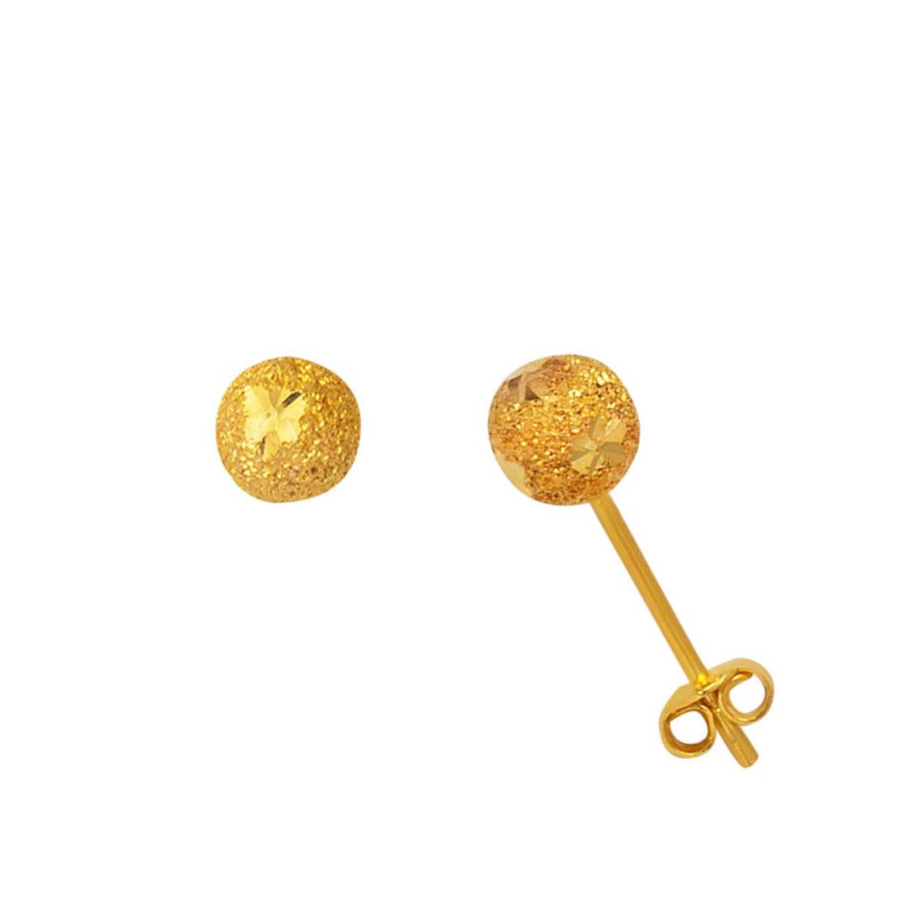 22 Karat Star Kumlu Top Gold Earring 6 mm.