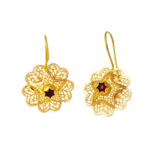 14 Carats Garnet avec Pierres Or Gül Boucle d&rsquo;Oreille