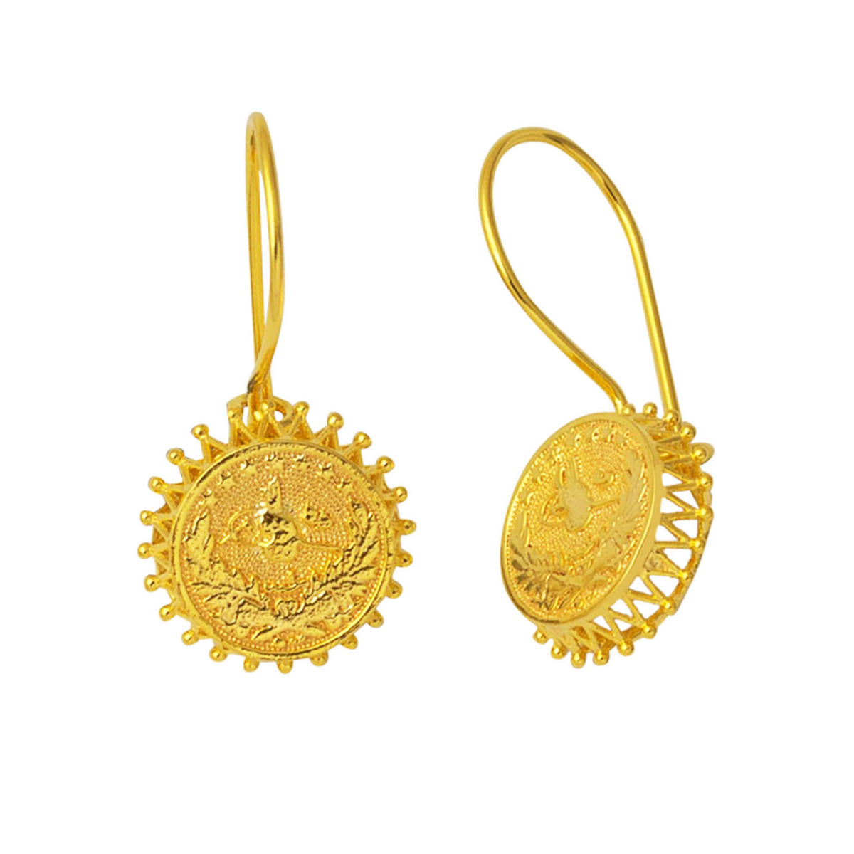 Tughra 14 Karat Sarkaç Gold Earring