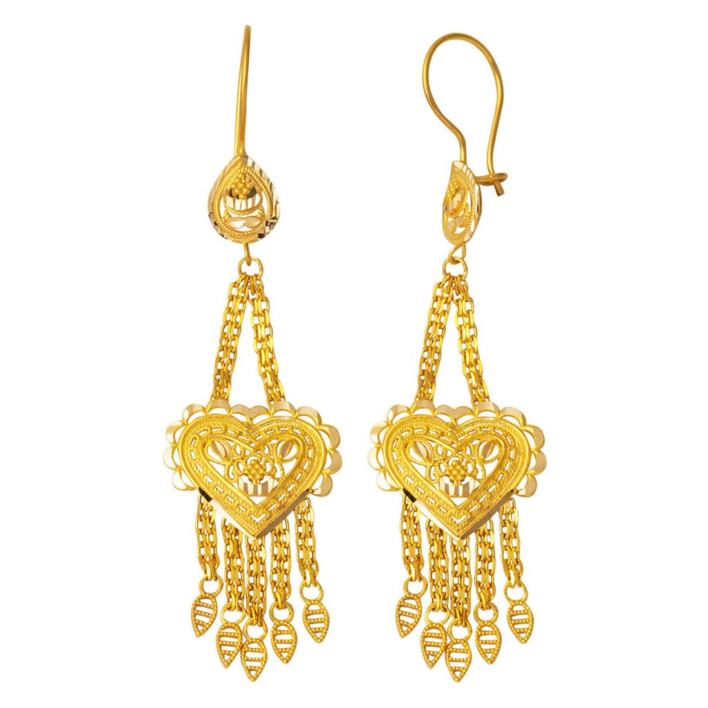 14 Karat Yellow Gold Hint İşi Earring