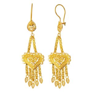 14 Karat Yellow Gold Hint İşi Earring