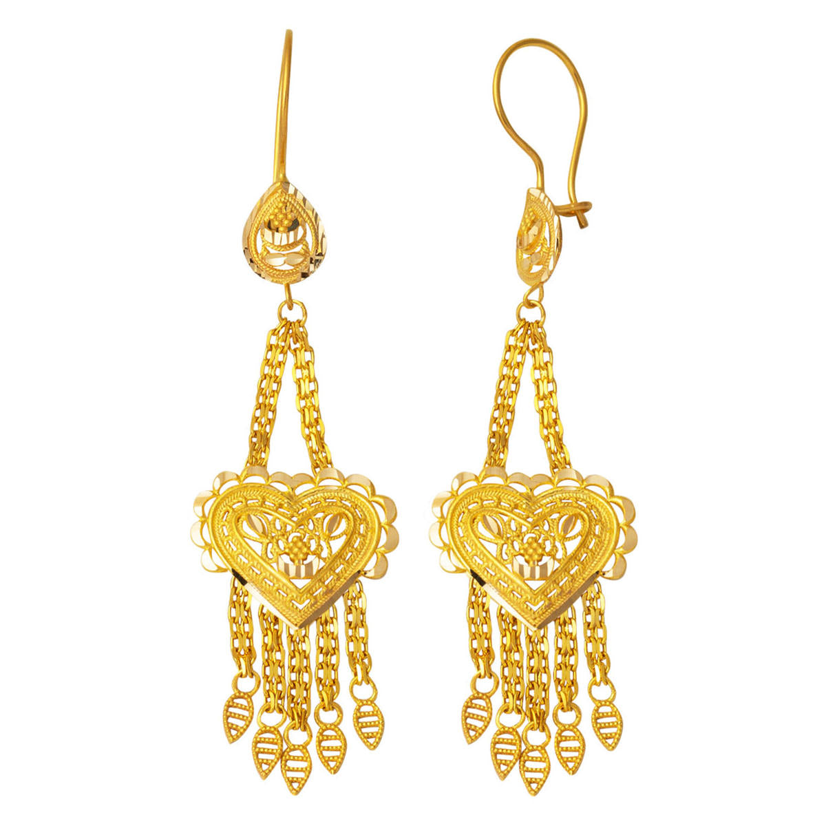 14 Karat Yellow Gold Hint İşi Earring