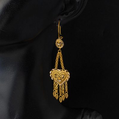 14K Yellow Gold Hint İşi Earring - 14K - 5.88g - EZ Gold