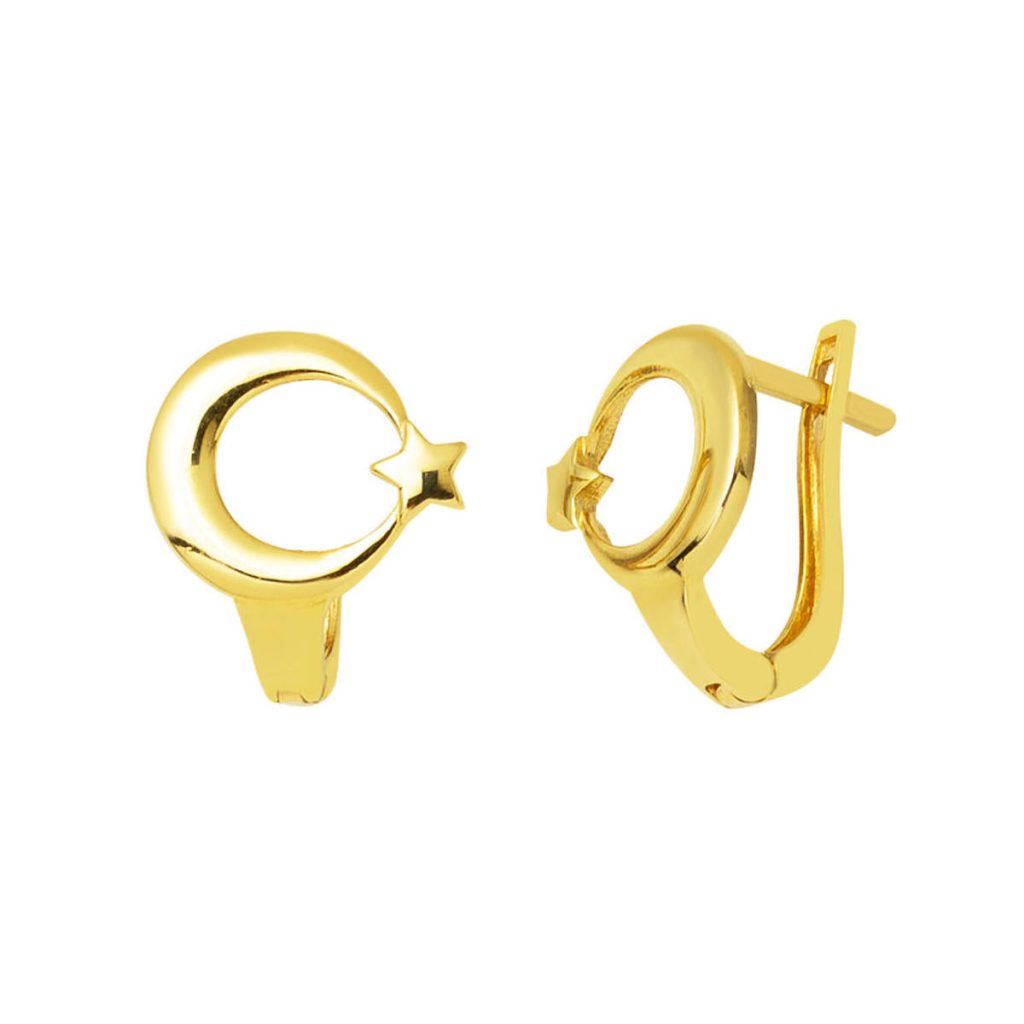 14 Carats Lune Etoile Design Or Boucle d&rsquo;Oreille