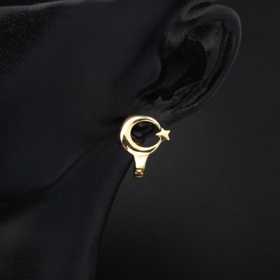 14K Moon Star Design Gold Earring - 14K - 2.21g - EZ Gold