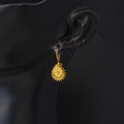 14 Carats Goutte avec Monogramme Or Boucle d'oreille - 14K - 1.91g - EZ Gold