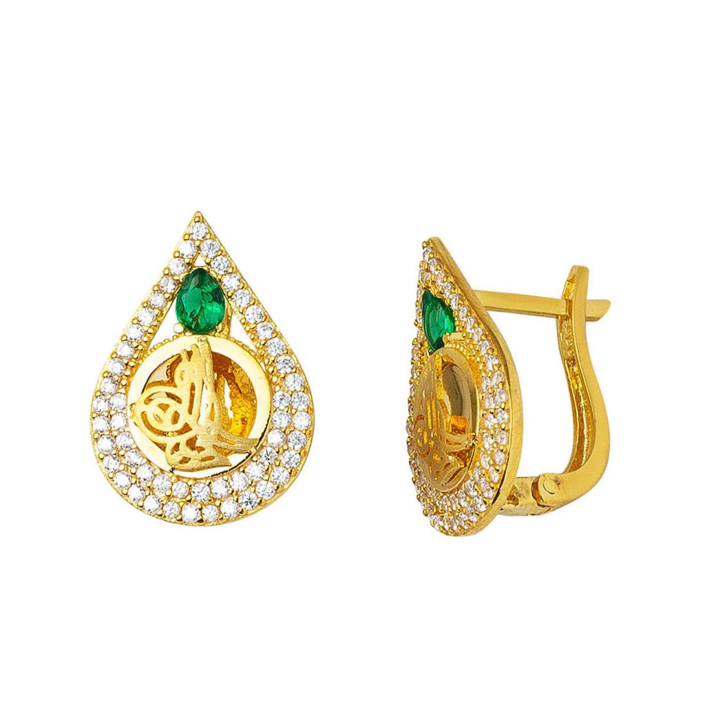 14 Carats Goutte Monogramme Ottoman Or Boucle d&rsquo;Oreille