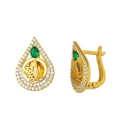 14 Karat Drop Monogramme Ottoman Gold Earring