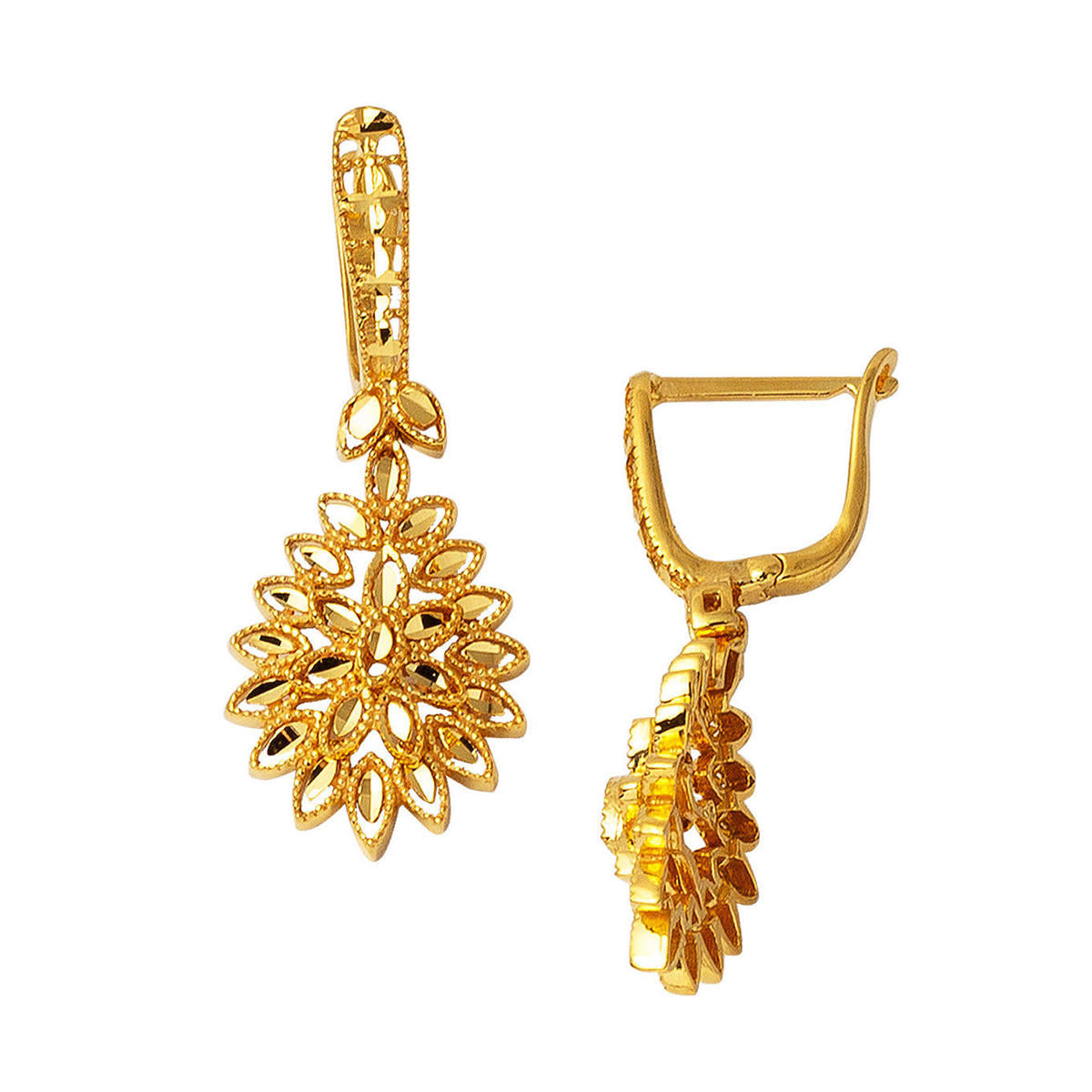 14 Carats Fleur de Vie Or Boucle d'Oreille