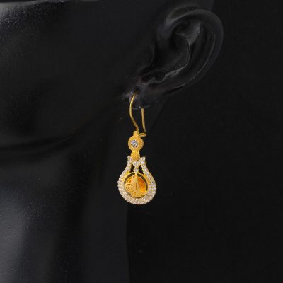 Lale with Monogram Sarkıt Gold Earring - 14K - 3.79g - EZ Gold