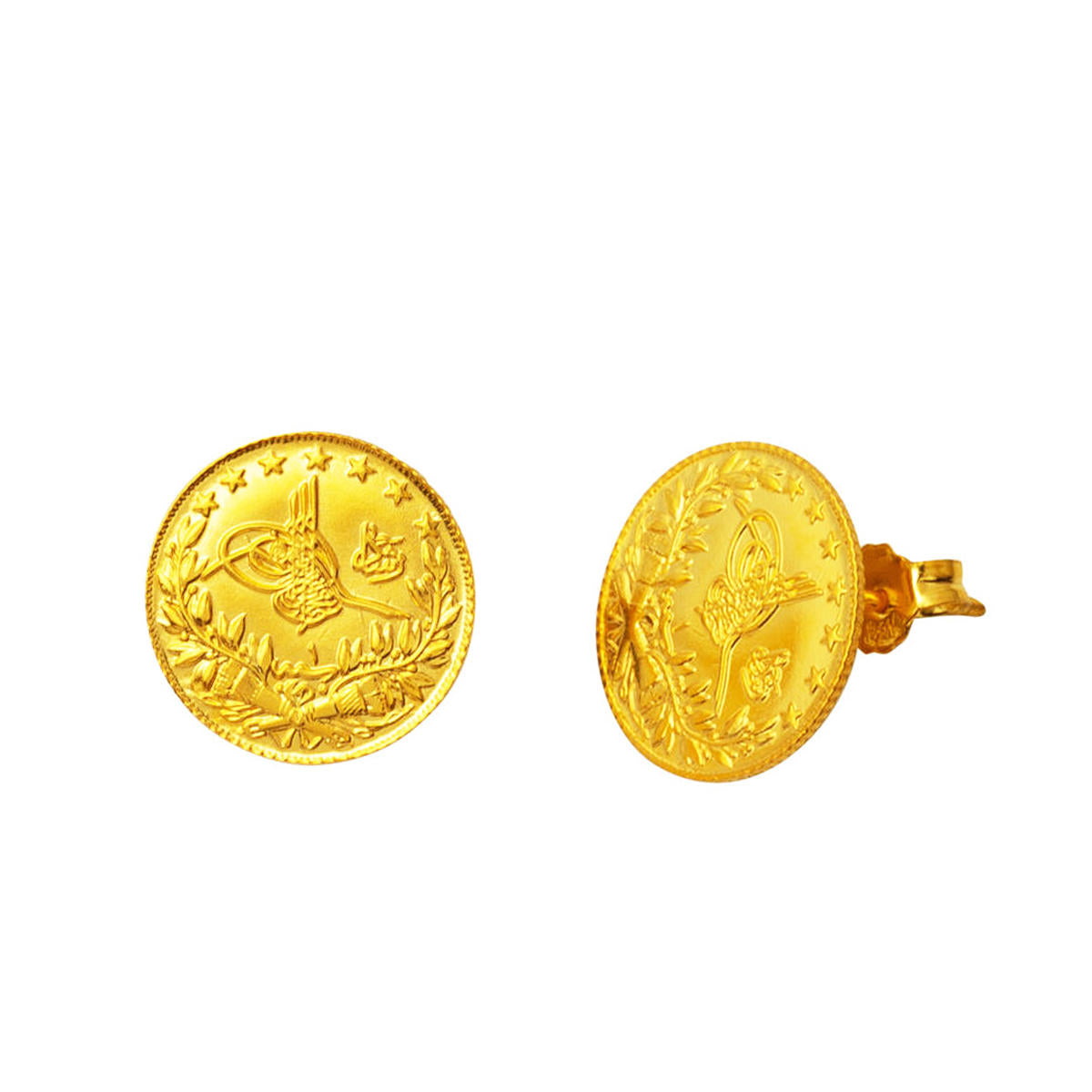 Quarter Resat Gold 22 Karat Klipsli Earring