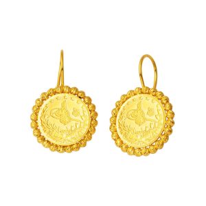 22 Carats Boules Boules Quart Resat Or Boucle d&rsquo;Oreille