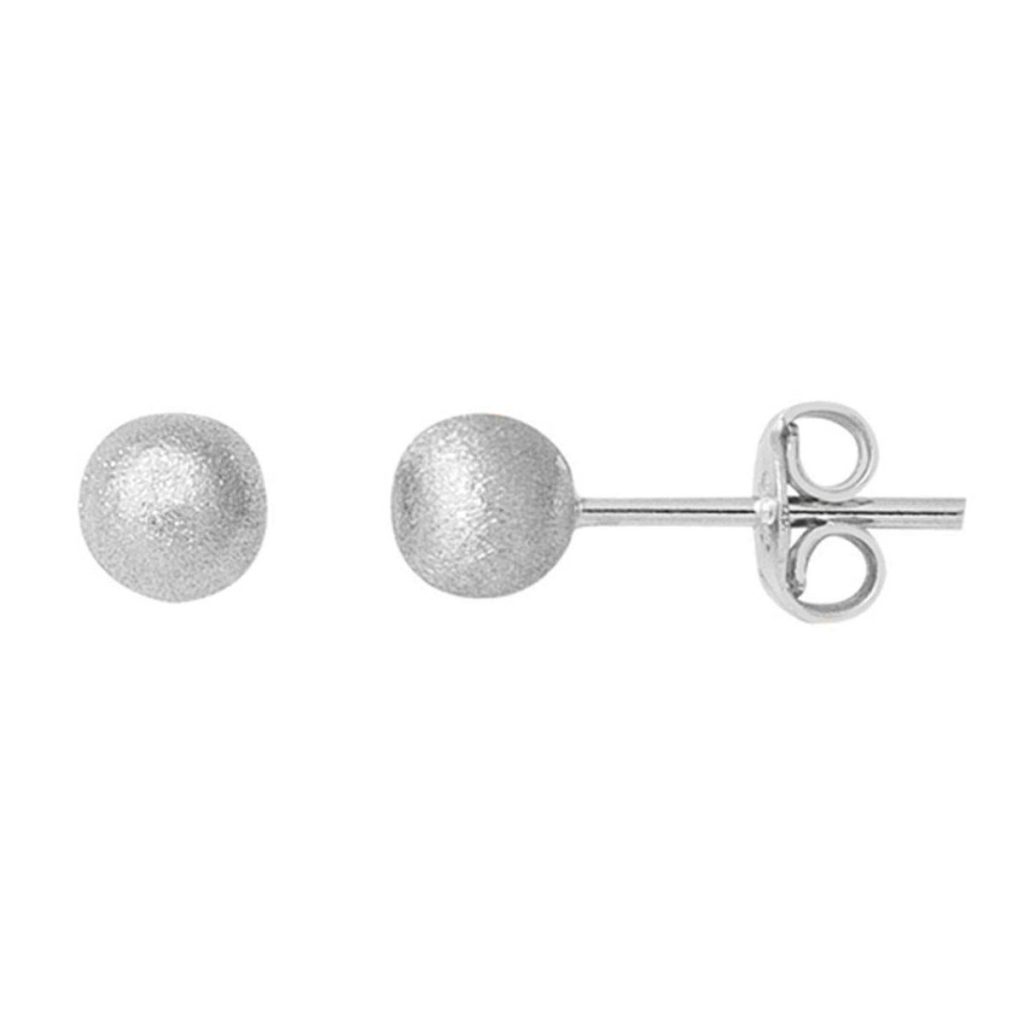 White Gold 14 Karat Mat Top Earring 5 mm.