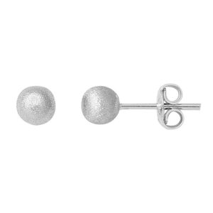 White Gold 14 Karat Mat Top Earring 5 mm.