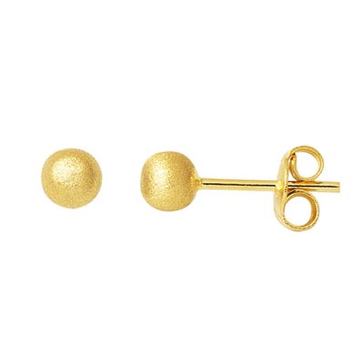 14K Gold Mat Top Earring 4 mm.