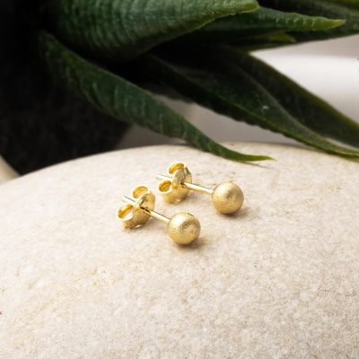 14K Gold Mat Top Earring 4 mm. - 14K - 0.87g - EZ Gold