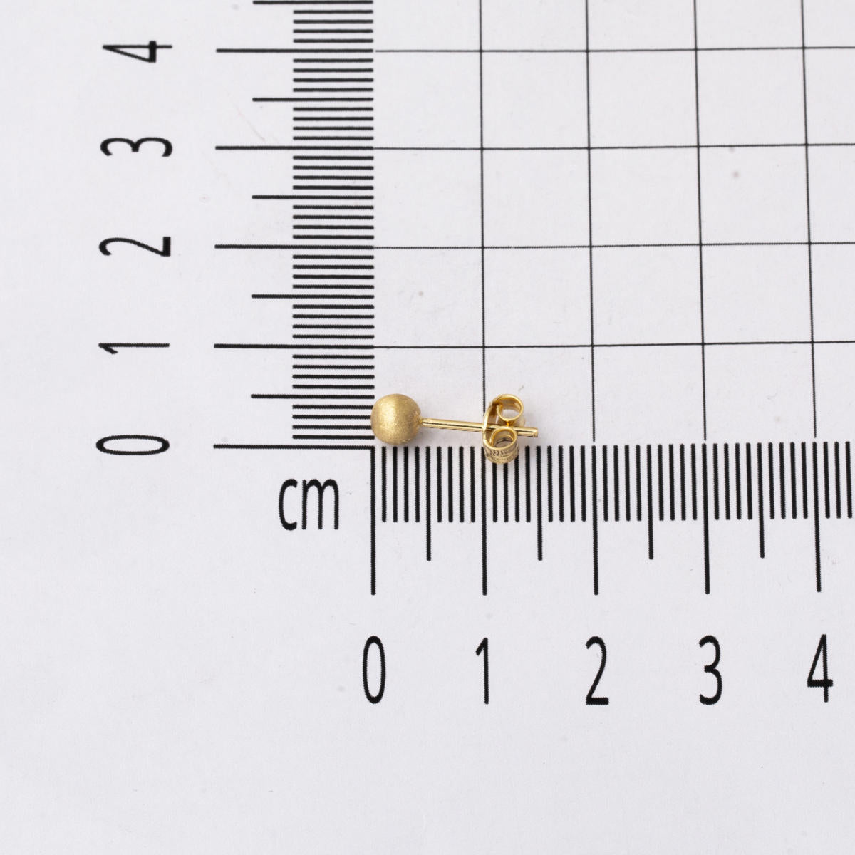 14 Ayar Altın Mat Top Küpe 4 mm. - Görsel 4