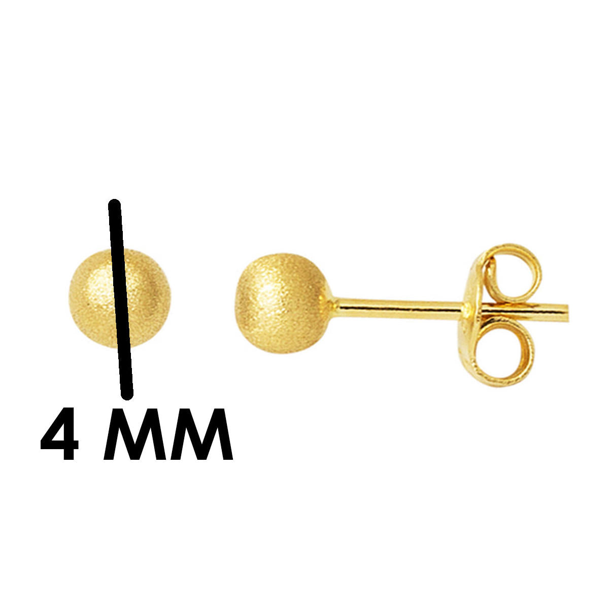 14 Ayar Altın Mat Top Küpe 4 mm. - Görsel 6