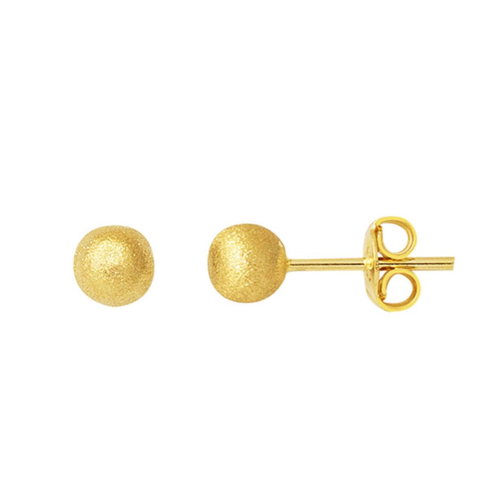 14 Karat Gold Mat Top Earring 5 mm.