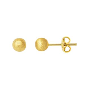 14 Karat Gold Mat Top Earring 5 mm.