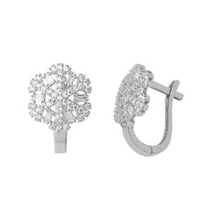14 Carats Blanc Or Kar Tanesi Baguette Boucle d&rsquo;Oreille