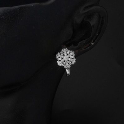 14K White Gold Kar Tanesi Baguette Earring - 14K - 2.62g - EZ Gold