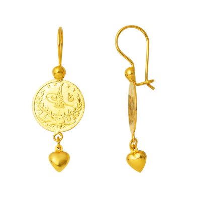 22 Carats Quart Resat en Or Sarkaç Boucle d'Oreille