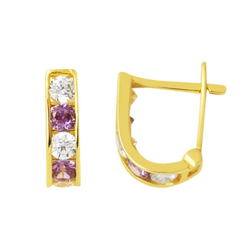 14 Carats Or Violet Enfant Boucle d'oreillesi