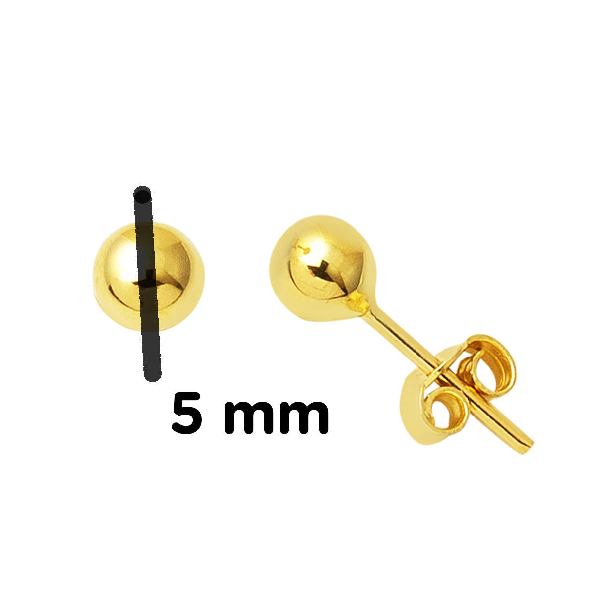 14 Ayar Altın Top Küpe 5 mm. - Görsel 4