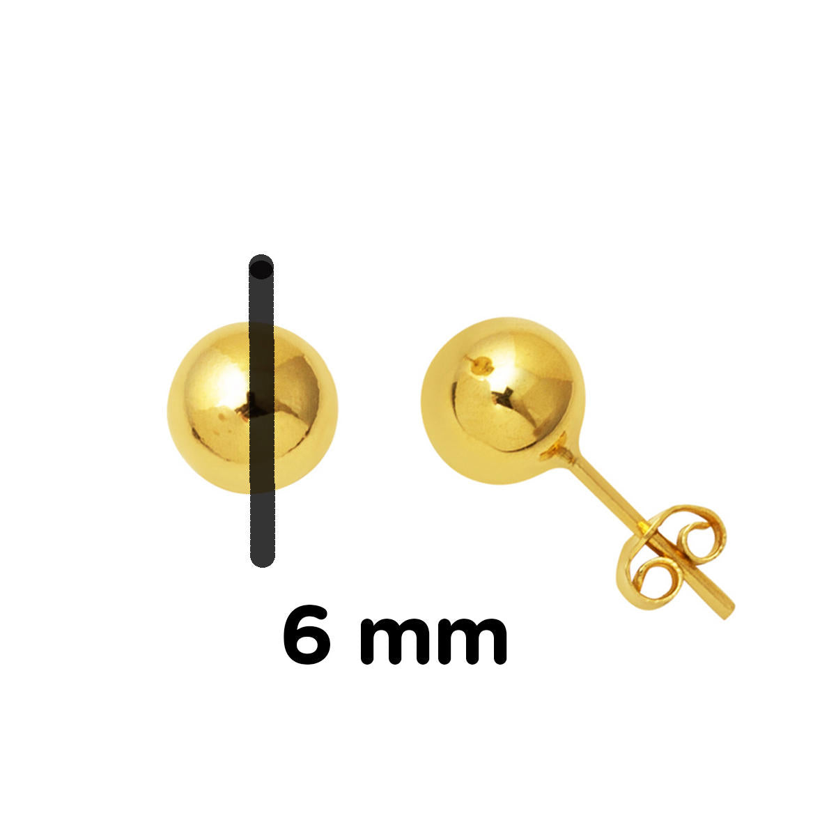 14 Ayar Altın Top Küpe 6 mm. - Görsel 5