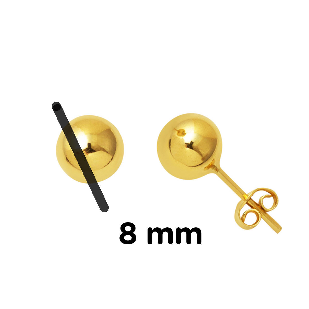 14 Ayar Altın Top Küpe 8 mm. - Görsel 5