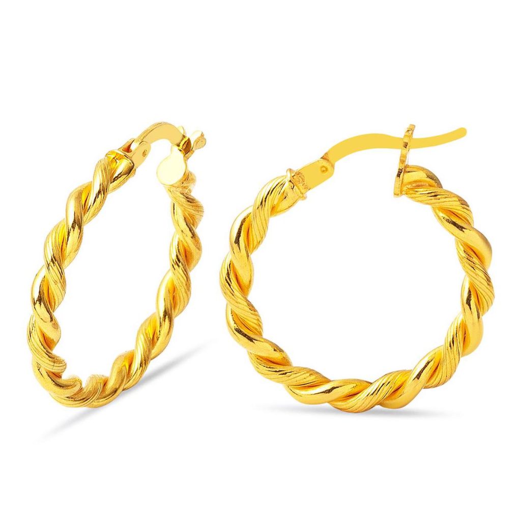 22 Carats Or 4 Cm. Torsadé Boucle d&rsquo;Oreille