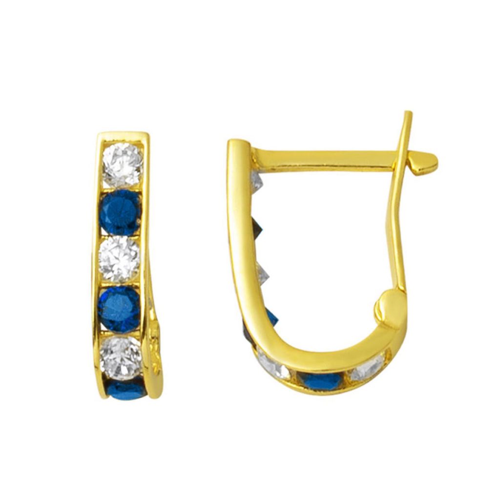 14 Karat Gold Blue with Stones Children’s Earringsi