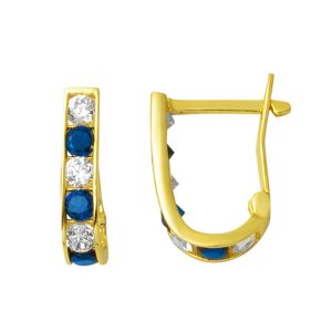 14 Carats Or Bleu avec Pierres Enfant Boucle d'oreillesi