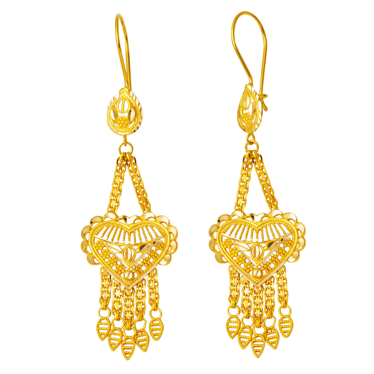 Heart Tarzı Sarkıt Gold Earring