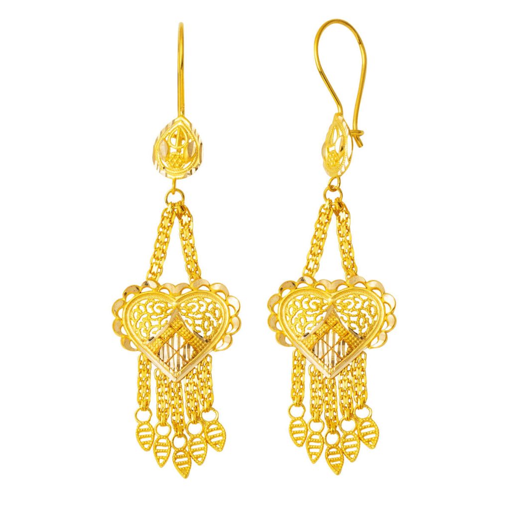 Style Indien à Pompons Sarkıt Or Boucle d&rsquo;Oreille