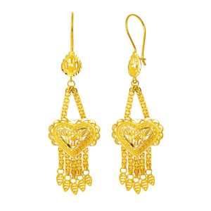 avec Cœur à Pompons Or Hint İşi Boucle d&rsquo;Oreille