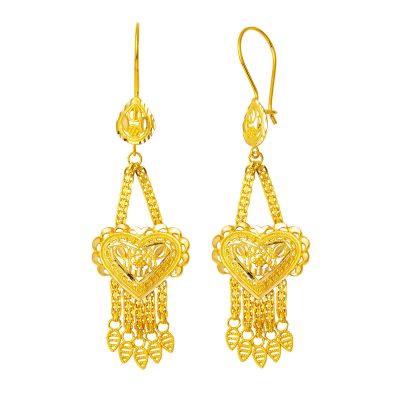 avec Cœur à Pompons Or Hint İşi Boucle d'oreille