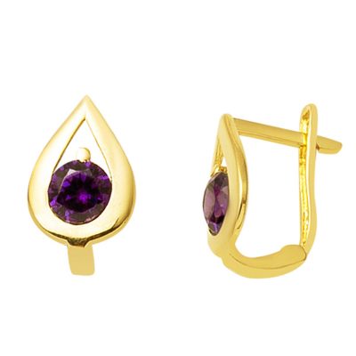 Purple with Stones 14K Gold Çocuk Earringsi