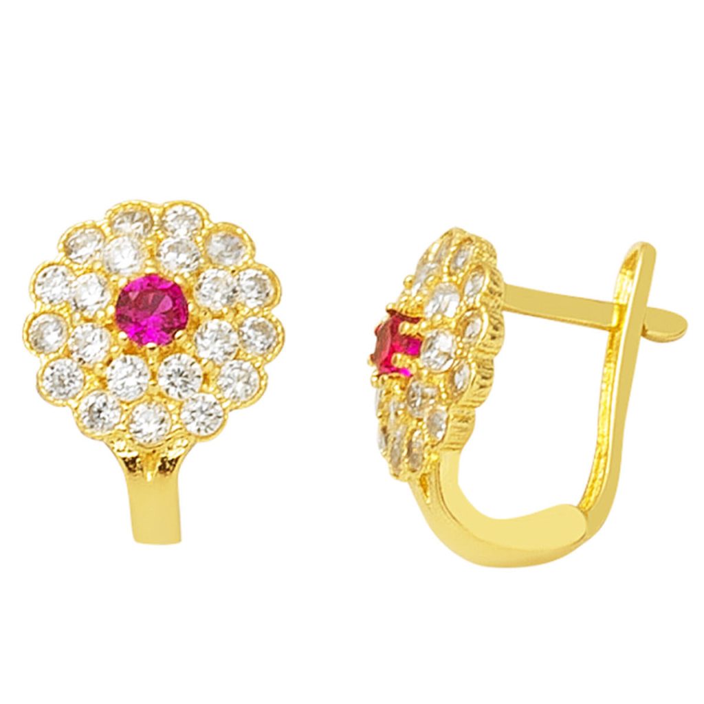 avec Fleurs 14 Carats Or Enfant Boucle d'oreillesi