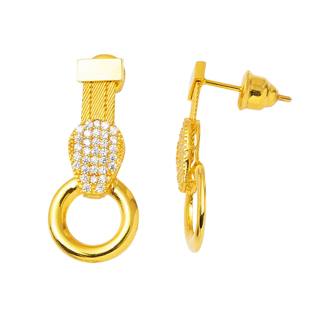22 Carats Or Trabzon Tresse Boucle d'Oreille