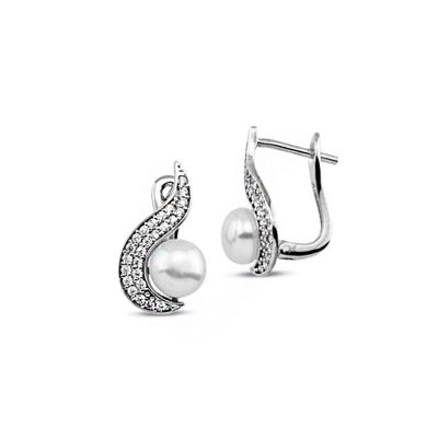 Verona avec Perles Blanc Or Boucle d'oreille