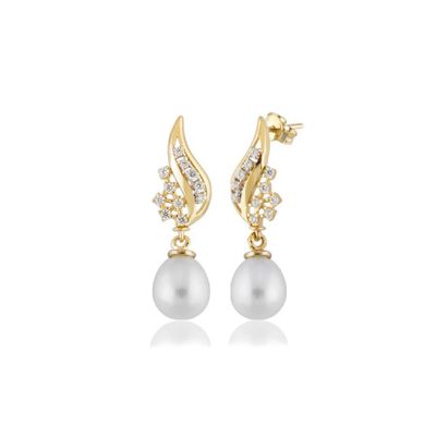 Trieste avec Perles Or Boucle d'oreille
