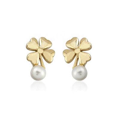 Trebol with Pearls Gold Earring